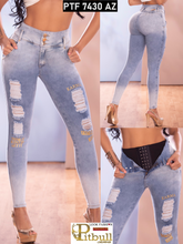 Cargar imagen en el visor de la galería, Pantalon Jeans Push Up Con Faja
