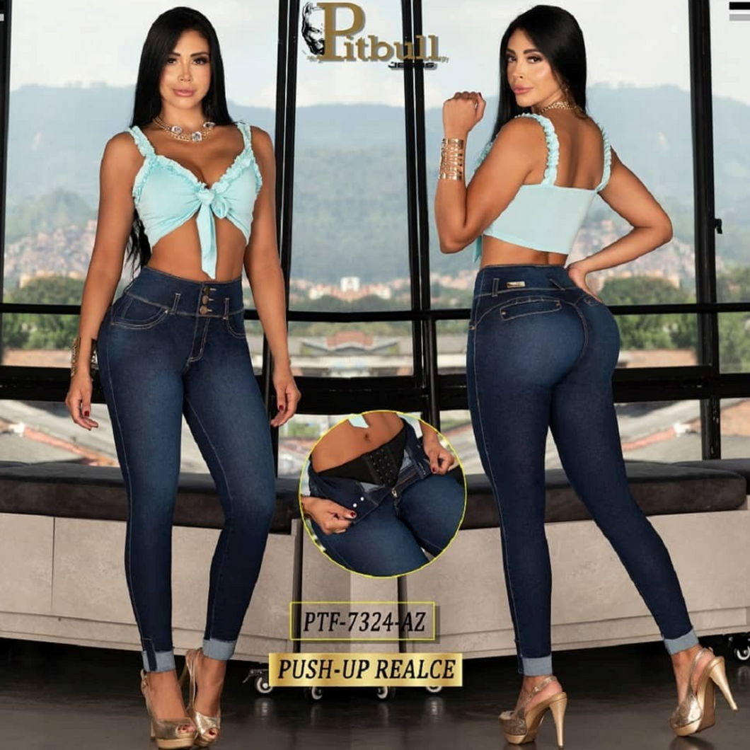 Pantalon Con Faja Azul PTF7324