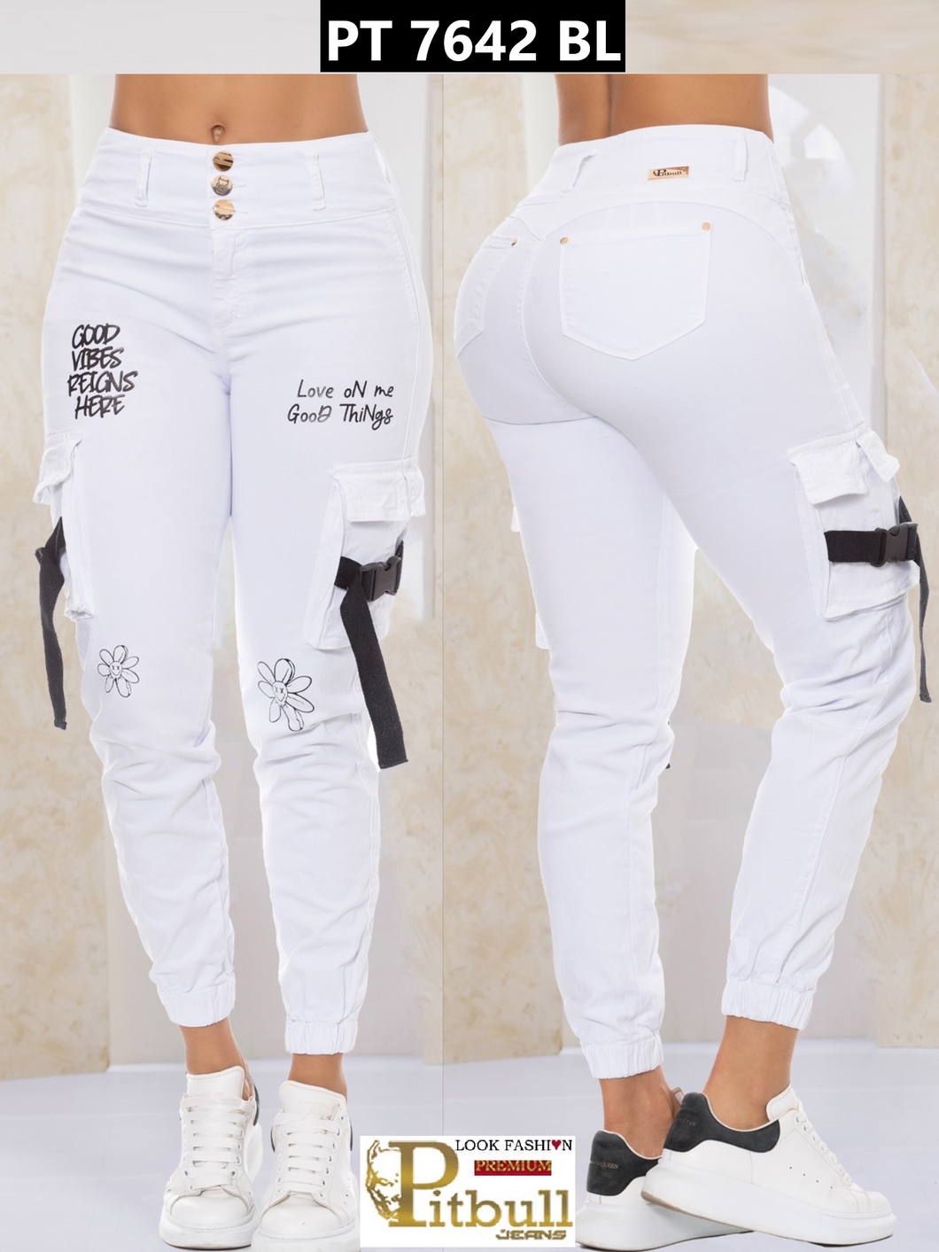 Pantalon Push Up Blanco PT7642