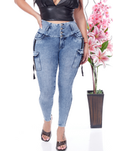 Cargar imagen en el visor de la galería, Pantalon Push Up French Terry Azul PR250019AZ
