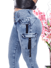 Cargar imagen en el visor de la galería, Pantalon Push Up French Terry Azul PR250019AZ
