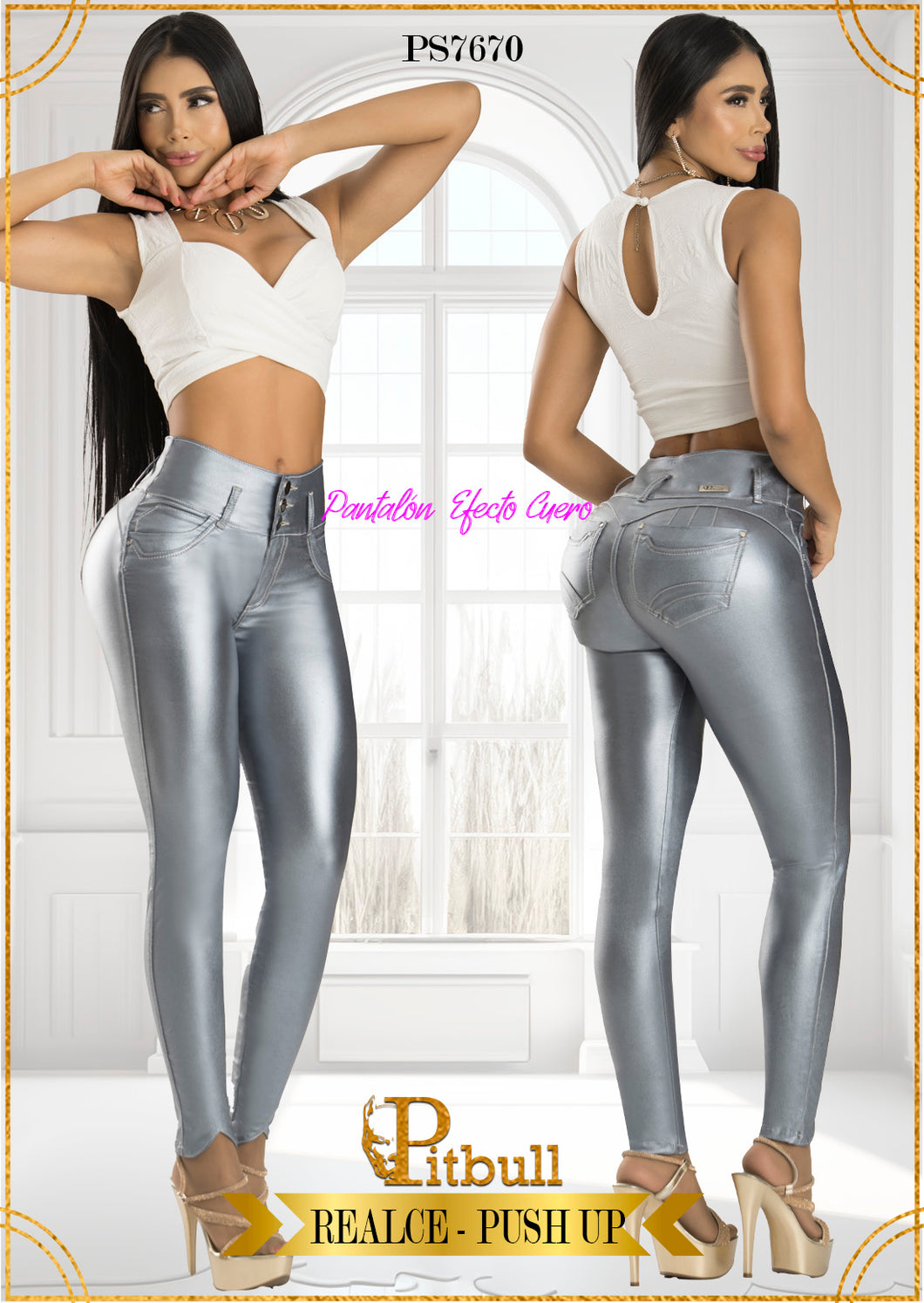 Pantalon Colombiano Pitbull Cuero Gris PS7670GR