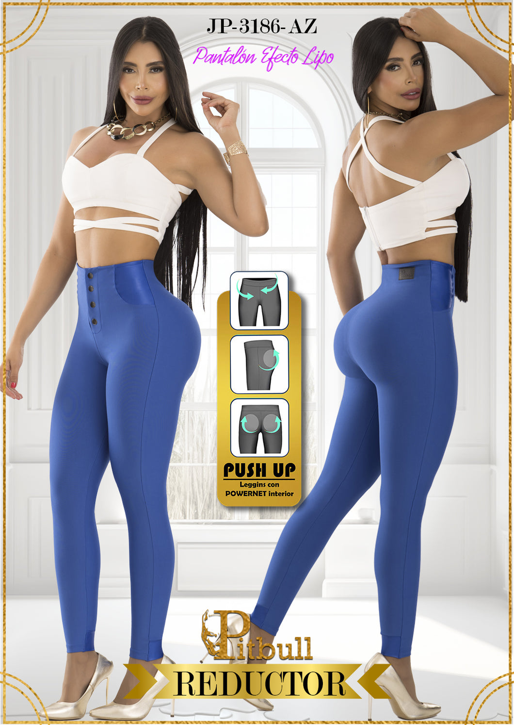 Pantalon Efecto Lipo Azul JP3186AZ